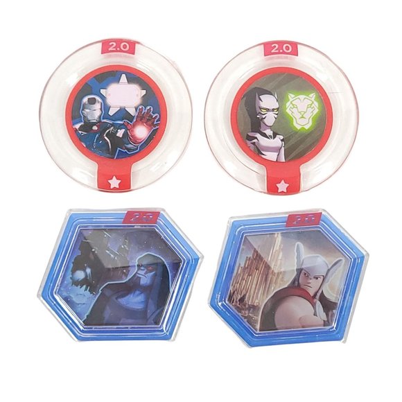 Disney Infinity 2.0 Marvel Power Discs Iron Patriot Thor Kyln White Tiger Lot 4 - Picture 1 of 10